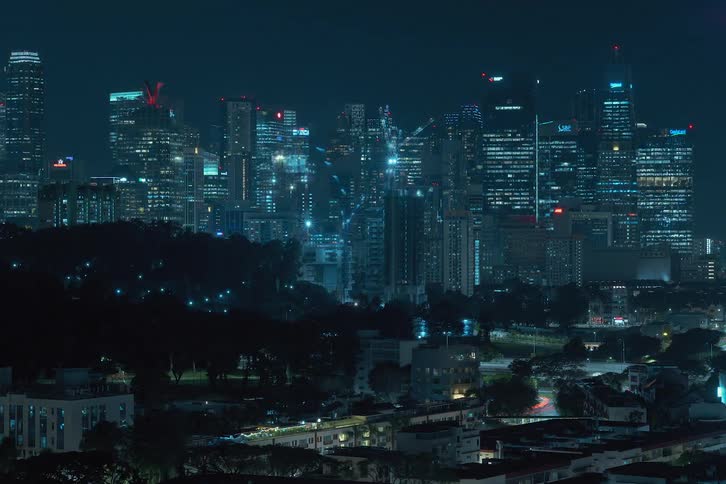 Time lapse of skyscrapers constructions in the downtown area