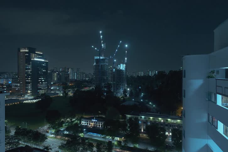 Time lapse of skyscrapers construction in the city