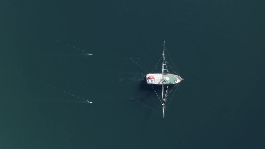 Commercial salmon troller fishing on the ocean