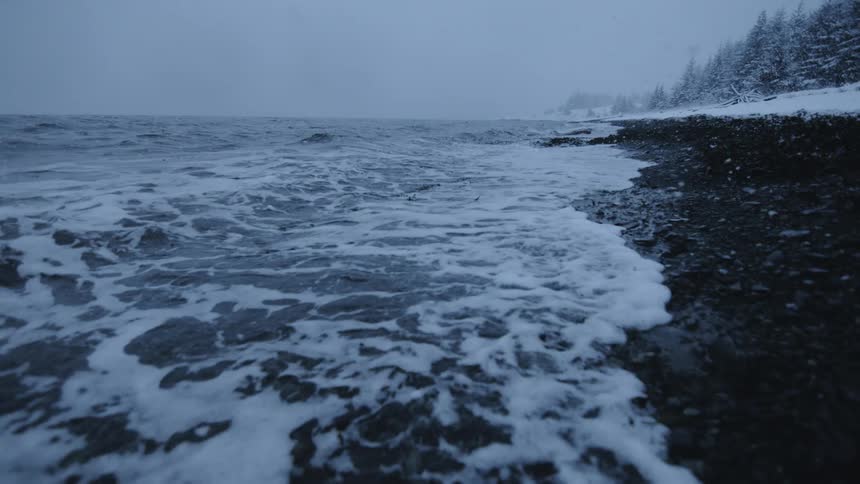 A clip of the beach during winter