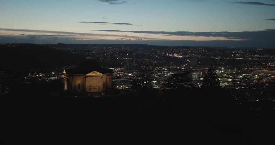 A night aerial clip of the city