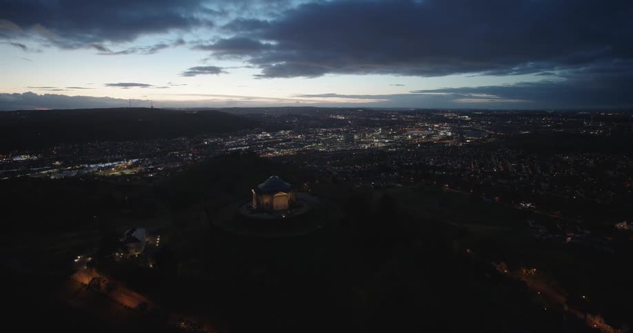 A church is at the top of the hill