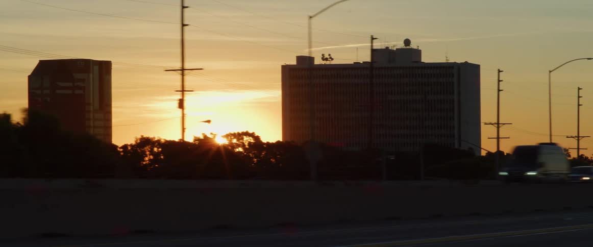 Traffic runs on the freeway