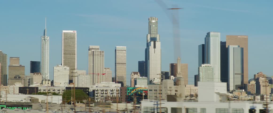 Skyline of a large urban city on a sunny day