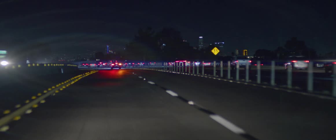 Heavy traffic on the big city expressway at night