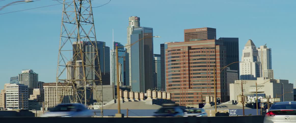 City skyline seen from the highway