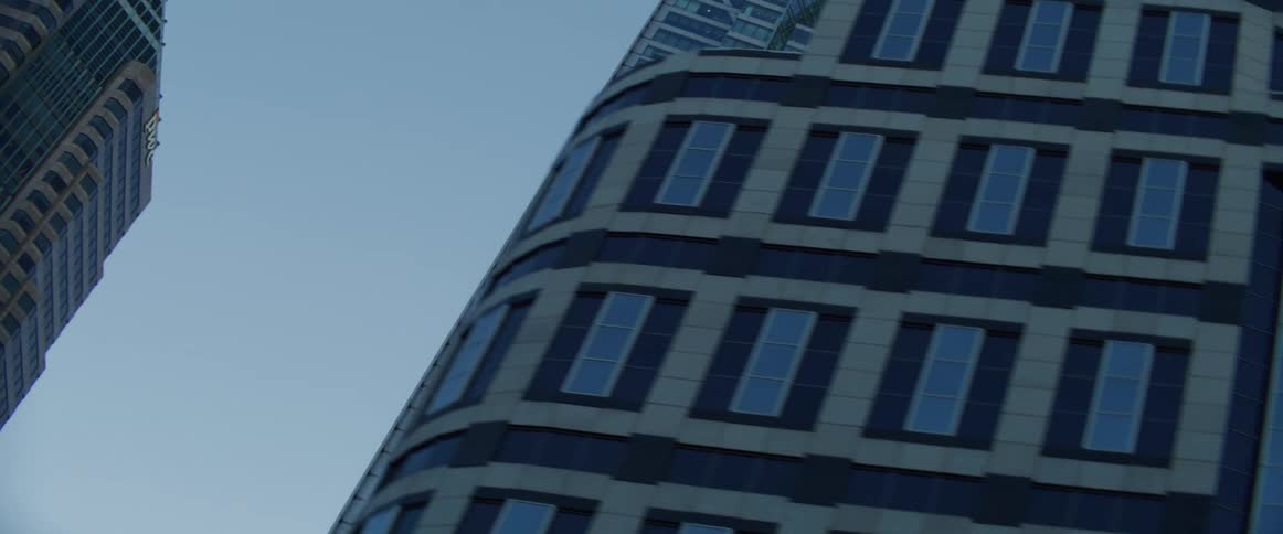 Aerial of city skyscrapers during the day
