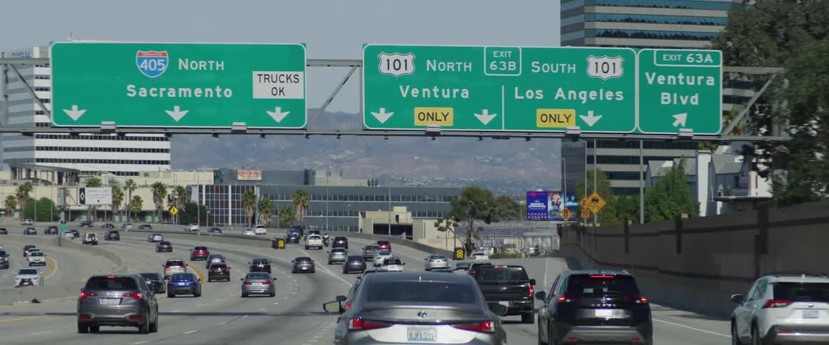 Traffic on a highway through los angeles