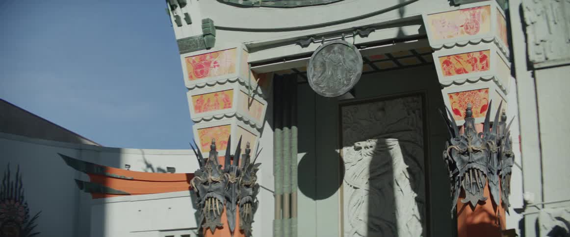 A temple is in the middle of the city