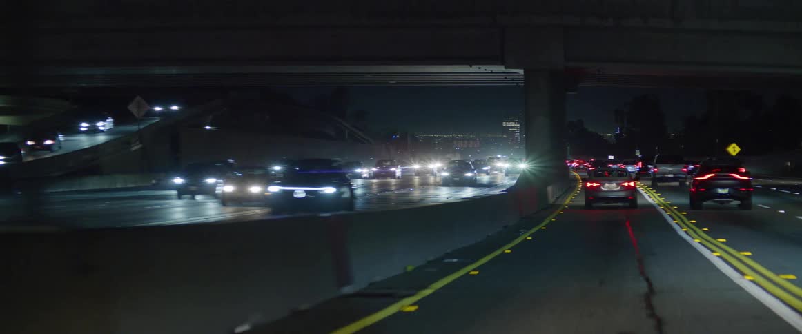 Traffic on a highway at night