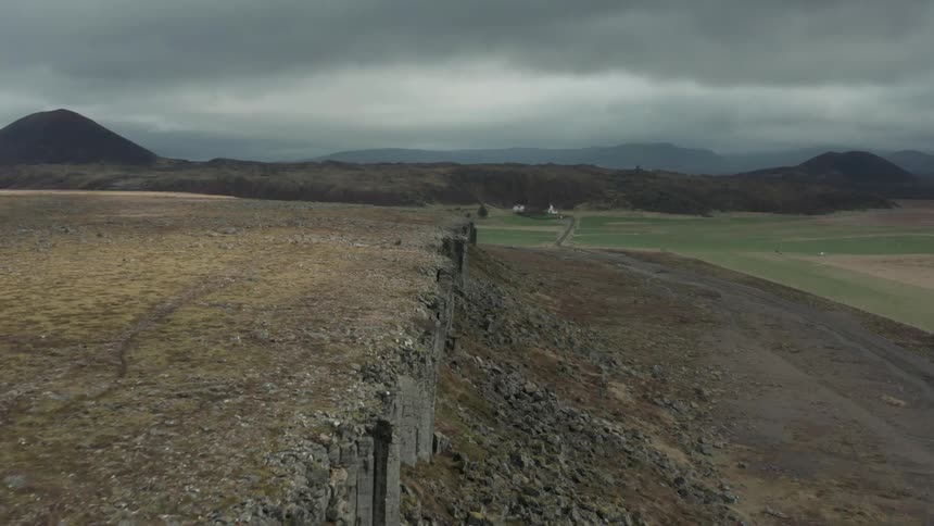 Aerial view of a cliff in the countryside