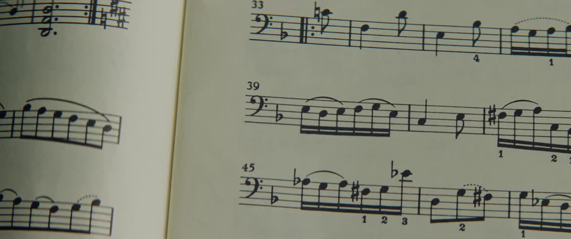A notebook with printed musical notes
