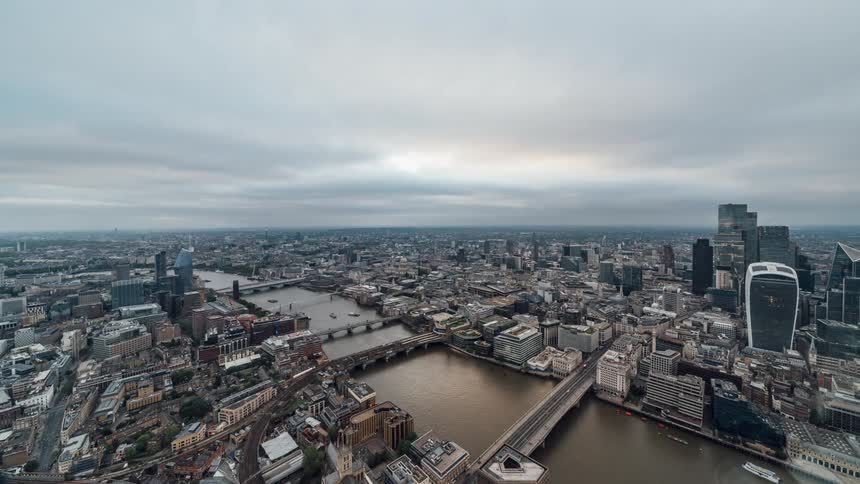Time lapse of clouds rolling over the city of london