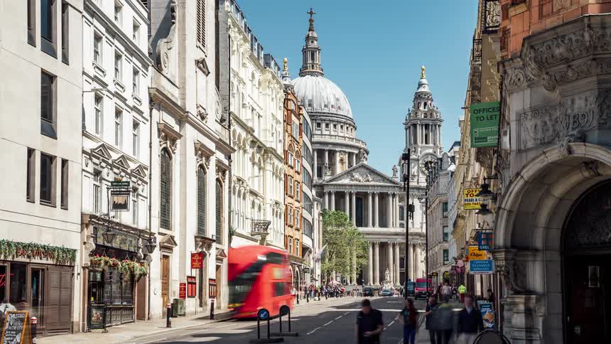 Pedestrian walking near st pauls cathedral in london