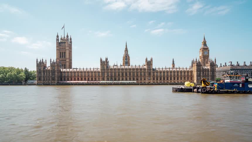 A barge is docked in the water