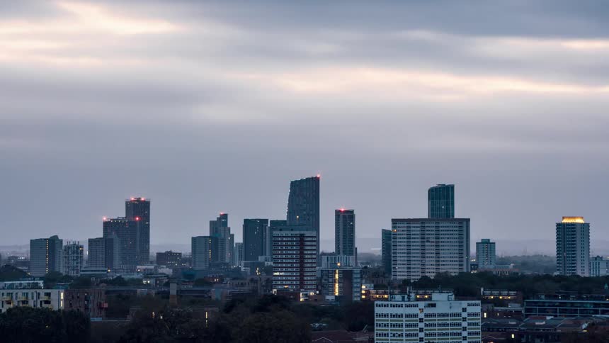 Time lapse of the changing sky over the city