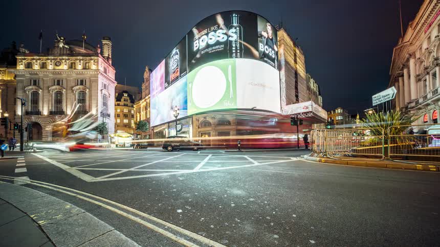 Time lapse of night life in piccadilly circus at night