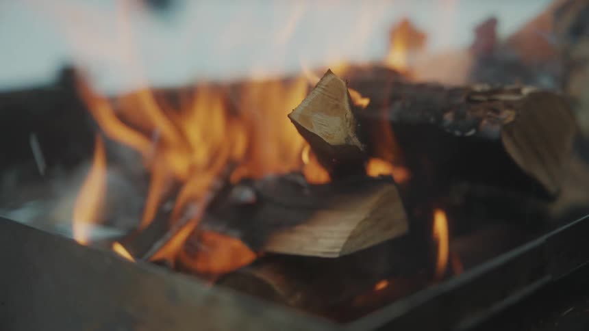 Logs burning on a fire