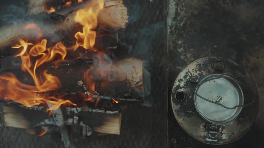 An outdoor woodburning stove