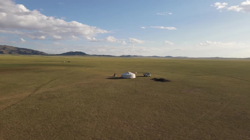 A mongolian ger tent in the steppes of inner asia