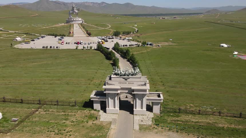 Entrance to the genghis khan monument in mongolia
