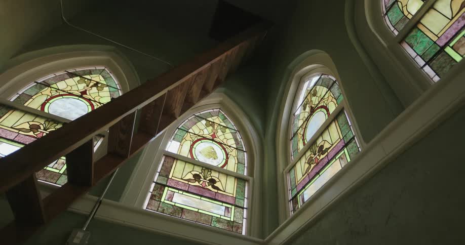 Wooden stair leading to the roof of a church