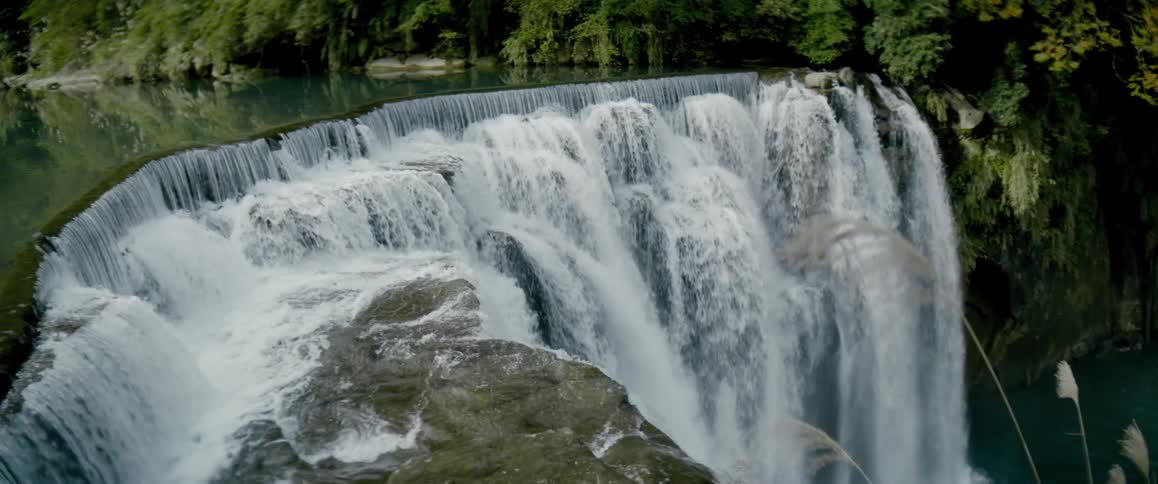 Aerial view of a waterfall in free fall