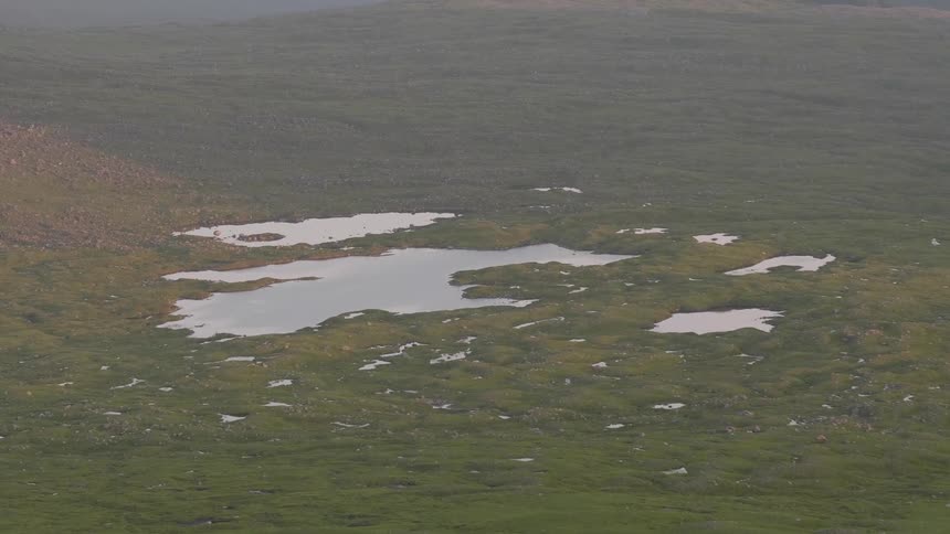 Aerial view of small lakes in the wilderness