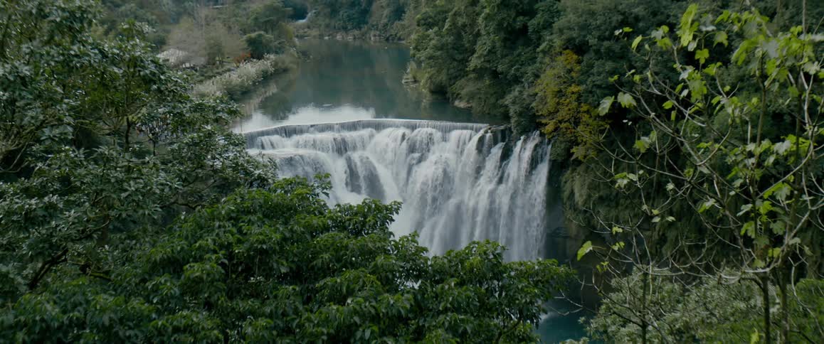 Large waterfall in the tropical jungle