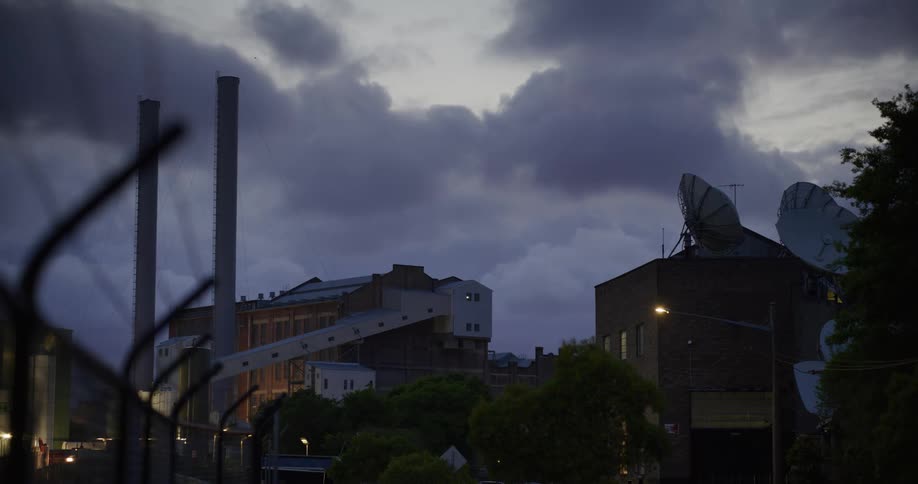Residential buildings in a suburban neighborhood during dusk