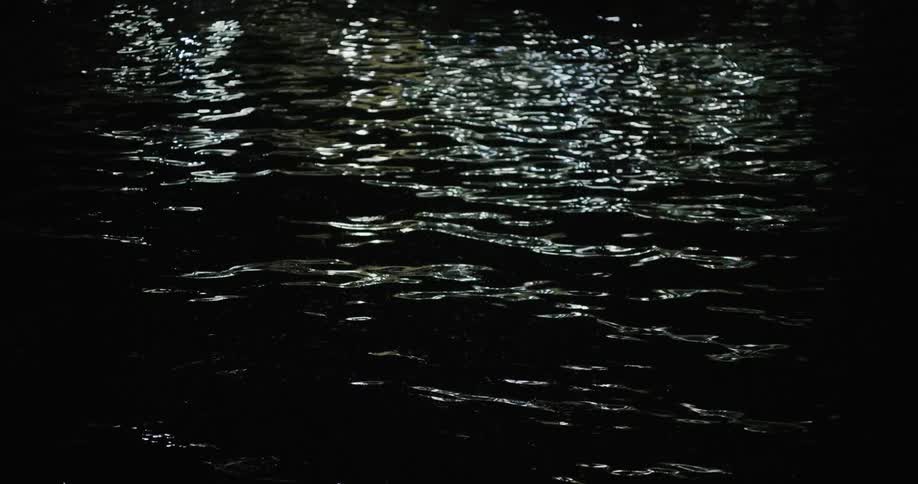 Closeup of the sea in slow motion with reflections of light