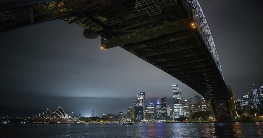 Skyline of a suspension bridge over the sea in the urban city