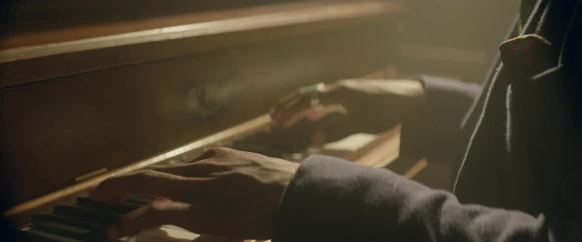 A man is playing the piano