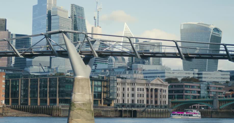Pedestrians walking over the millennium bridge in london