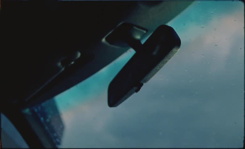 Rain water is on the windshield