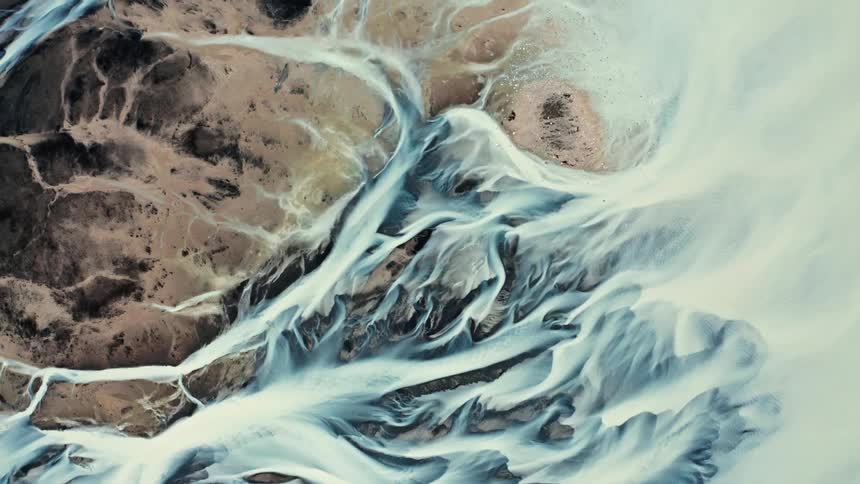 Rivers aerials in Iceland