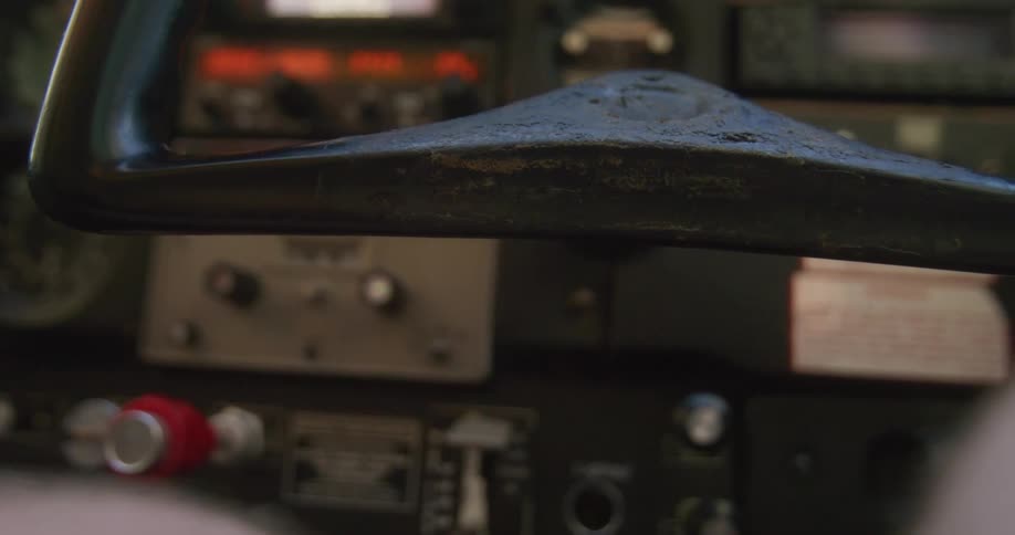 The cockpit of the plane has many dials