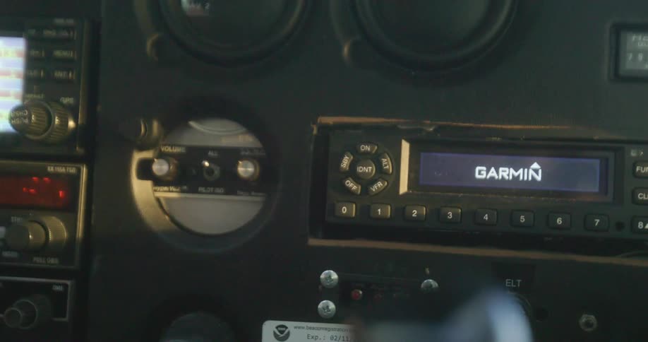 Close up of electronics on the dashboard of an airplane