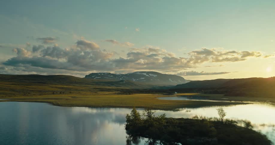 Aerial view landscape streams and mountain on horizon