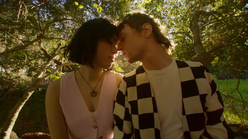 A clip of a couple romancing