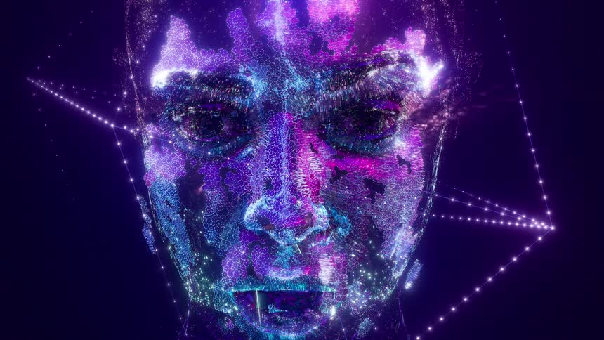 Lasers create the image of a face