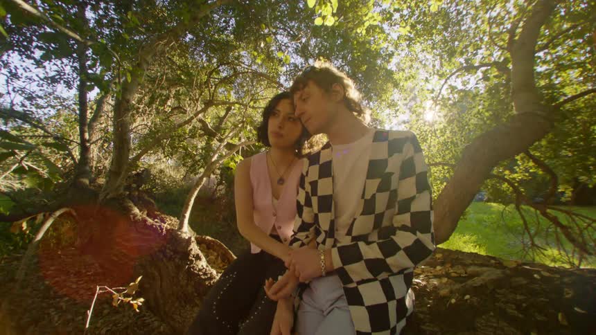A clip of couples sitting in the woods