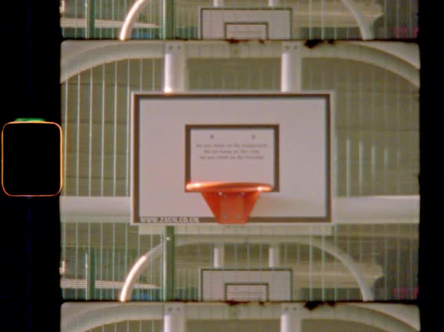 Close up of an outdoor basketball hoop