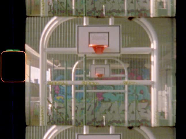 A cool basketball court under a highway