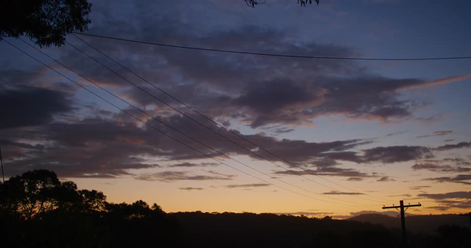 Calm scene of clouds in the evening sky over the countryside