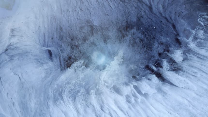 Aerial view of a ring of turbulent clouds