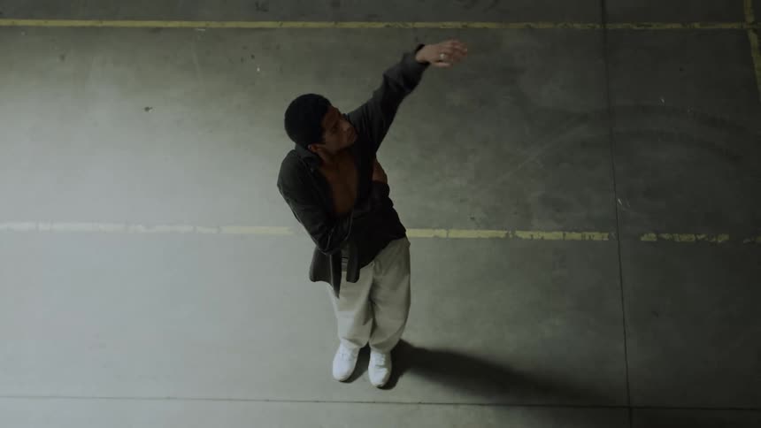 Aerial clip of a male dancing