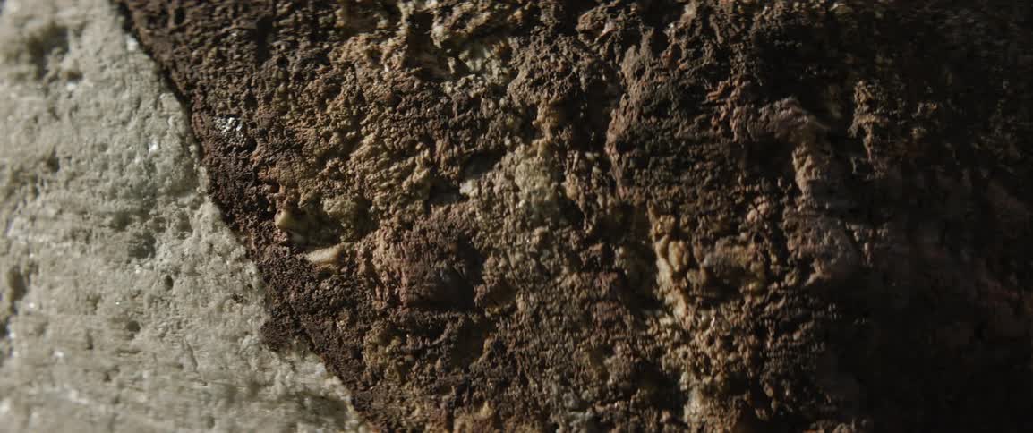 Extreme closeup of a white and brown stone