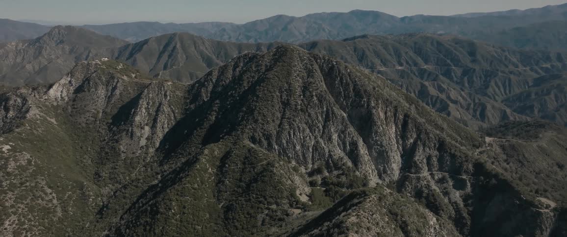 Aerial view of a large mountain range