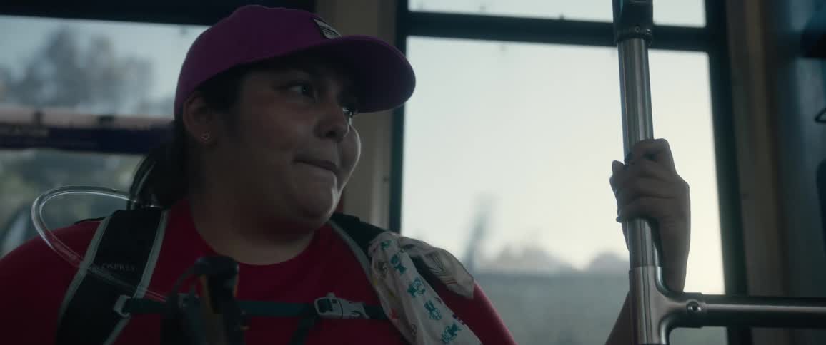 A clip of a female inside a bus
